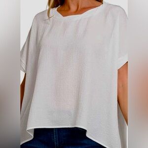 Zenana Outfitters White Short Sleeve Blouse